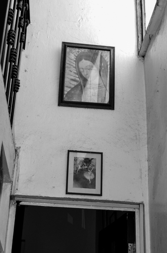 The Virgin Mary, watching people come and go.