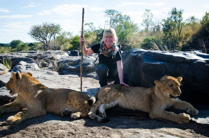 Posing with the Lions